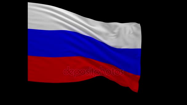 Wind Eine Russische Flagge Mit Einem Alphakanal — Stockvideo