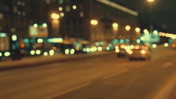 Városi Közlekedési Éjszaka Életlenítés Háttér — Stock videók