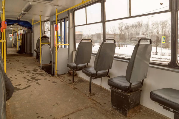 Interior of an old tram — Stock Photo, Image