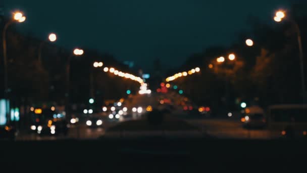 Ciudad Nocturna Fondo Borroso — Vídeos de Stock