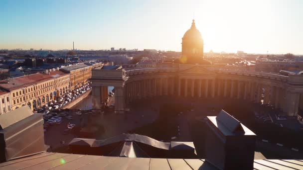 Kazan Cathedral Godzinach Wieczornych Sankt Petersburgu — Wideo stockowe