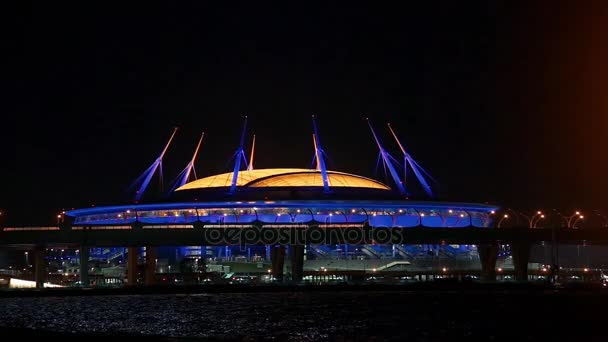 Petersburg Arena Por Noche — Vídeos de Stock