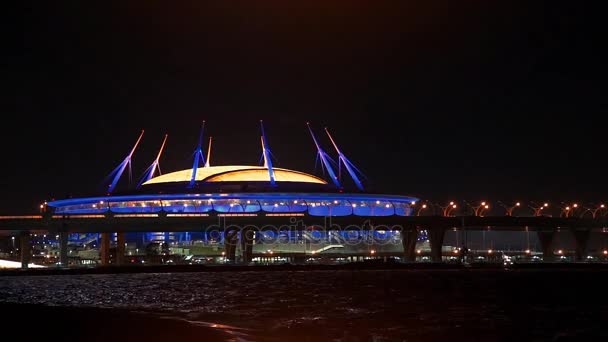 Арена Санкт Петербург Вночі — стокове відео