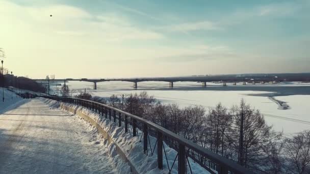 Embankment Del Río Kama Perm Invierno — Vídeo de stock
