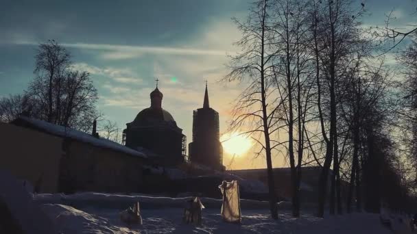 Káma Folyó Töltése Télen Permben — Stock videók