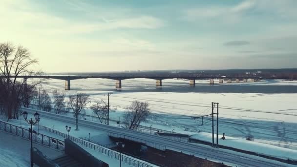Nabrzeże Rzeki Kama Perm Zimą — Wideo stockowe