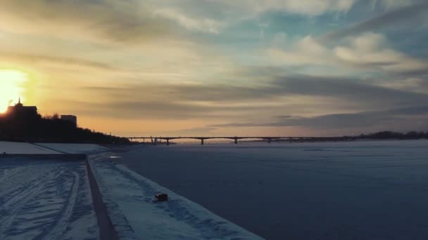 Káma Folyó Töltése Télen Permben — Stock videók