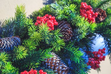 Noel süslemeleri firs ve koniler 