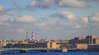 St. Petersburg döküm Bridge'de Panoraması. Timelapse