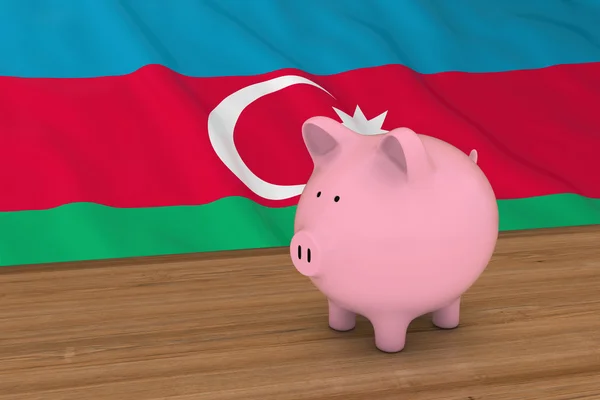 Концепция финансирования Азербайджана - Пиггибанк перед азербайджанским флагом 3D Illustration — стоковое фото