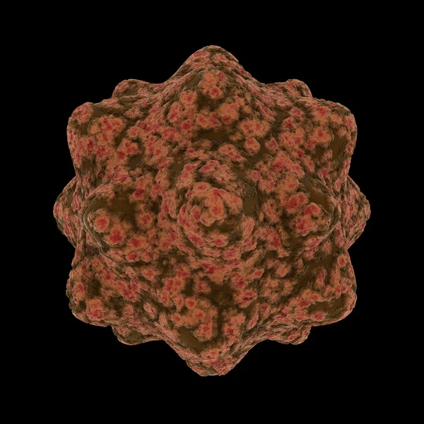 Spore Virus Brown Mottled Terisolasi di Latar Belakang Hitam - Ilustrasi 3D — Stok Foto