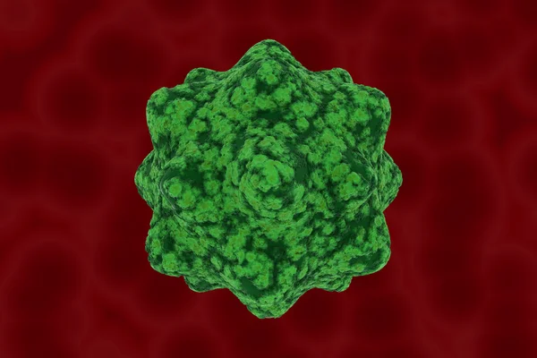Spore wirusa na czerwone krwinki tło komórkowe-ilustracja 3D — Zdjęcie stockowe