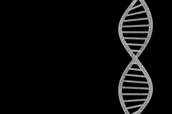 DNA dubbelspiral isolerad på svart bakgrund med kopia Space 3d Illustration — Stockfoto