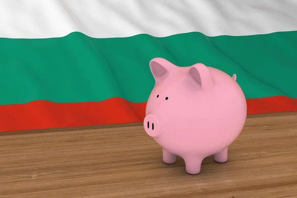 Bulgaria Finance Concept - Piggybank em frente à Bandeira Búlgara Ilustração 3D — Fotografia de Stock