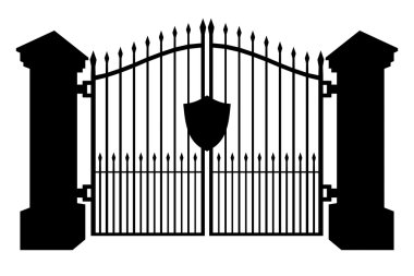 Mezarlık Kapıları Siluet Beyaz Arka Plan 3d İllüstrasyon Izole