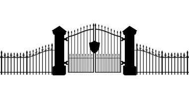 Mezarlık Kapıları Siluet Beyaz Arka Plan 3d İllüstrasyon Izole