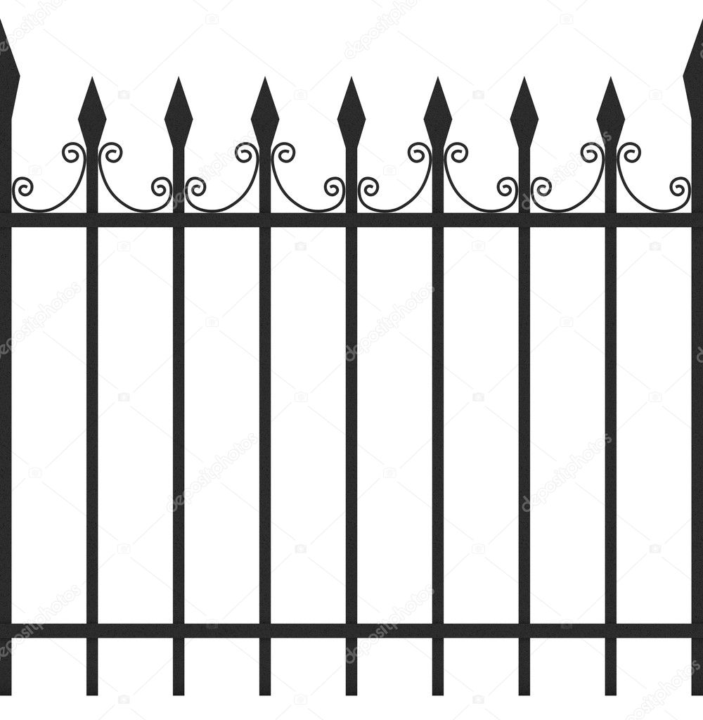 Seamless Tileable Iron Fence 3D Illustration Isolated on White Background