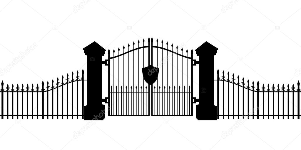 Cemetery Gates Silhouette Isolated on White Background 3D Illustration