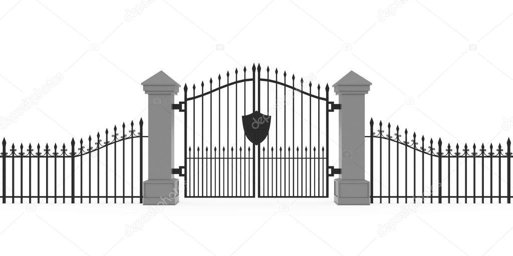 Gothic Cemetery Gates Isolated on White Background 3D Illustration