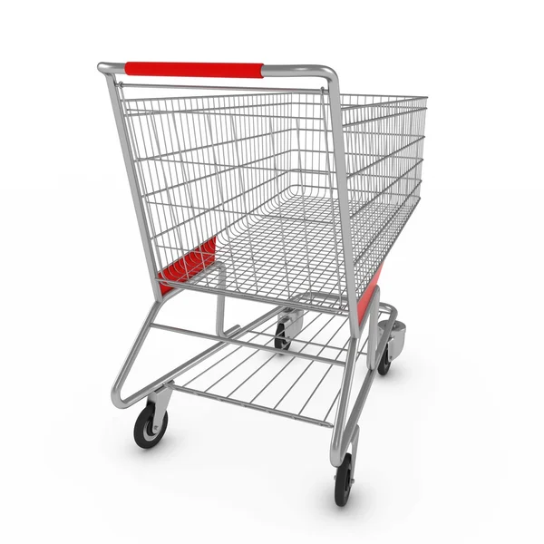 Σούπερ μάρκετ Shopping Cart σε λευκό φόντο με σκιές 3d απεικόνιση — Φωτογραφία Αρχείου