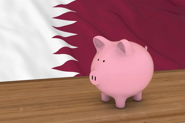 Катар Фінанси концепції - скарбничку перед Катарський прапор 3d ілюстрація — стокове фото