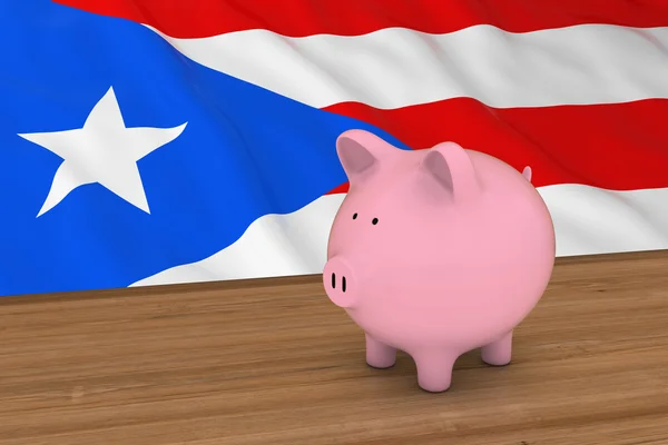 Puerto Rico Finance koncept - prasátka před Puerto Rican vlajka 3d obrázek — Stock fotografie