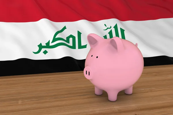 Iraq Finance Concept - Piggybank in front of Iraqi Flag 3D Illustration — Stock Photo, Image