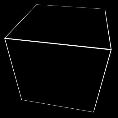 3D küp Mesh ile beyaz kenar çizgileri 3d çizim