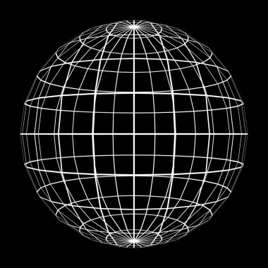 3D küre Mesh ile beyaz kenar çizgileri 3d çizim