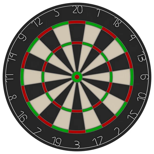 DART Board 3d ilustrace izolované na bílém pozadí — Stock fotografie