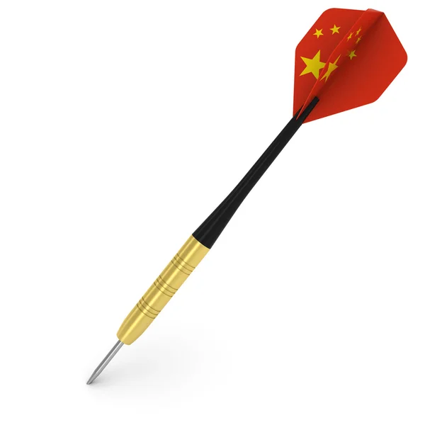 Dart with Chinese Flag Flight Isolated on White 3D Illustration — ストック写真