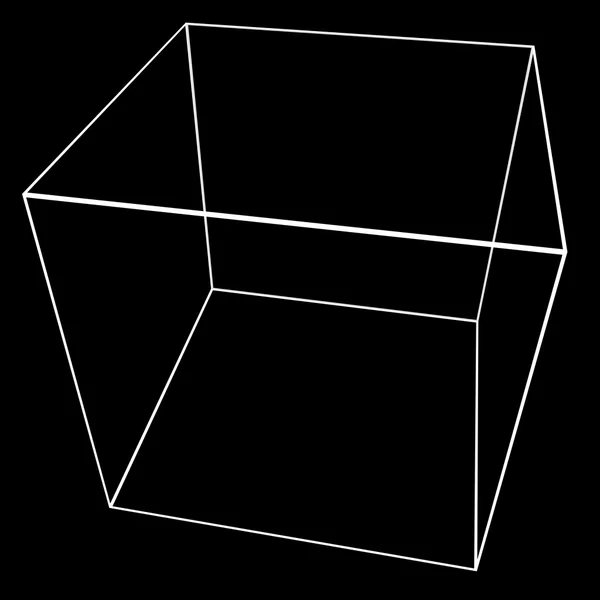 Maglia cubo 3D con linee di bordo bianco Illustrazione 3D — Foto Stock