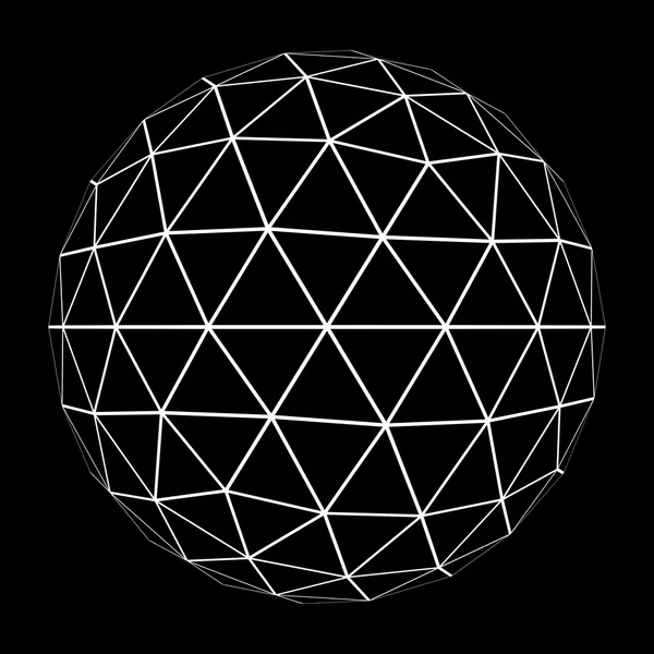 3D geosfären Mesh med vit kant linjer 3d Illustration — Stockfoto