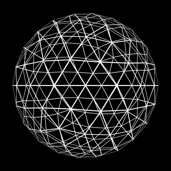 3D Geosphere Mesh with White Edge Lines 3D Illustration — Stock Photo, Image