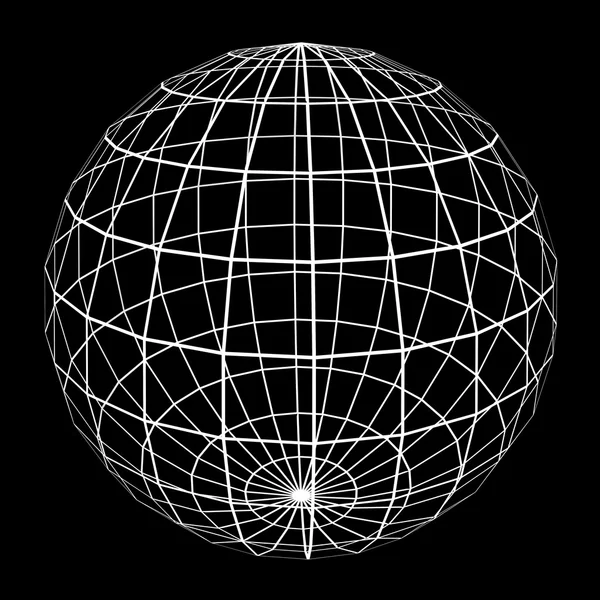 3D σφαίρα δικτυώματος με λευκή άκρη γραμμές 3d απεικόνιση — Φωτογραφία Αρχείου