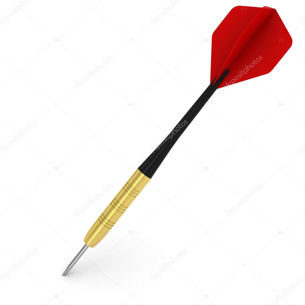 Dart with Red Flight Isolated on White 3D Illustration