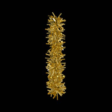 Ben altın Noel Tinsel izole siyah - 3d çizim üzerinde yapılan mektup