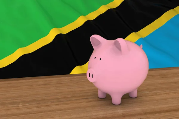 Tanzania Financiën Concept - spaarpot voor Tanzaniaanse vlag 3d illustratie — Stockfoto