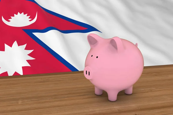 Pojęcie finansów Nepal - Skarbonka przodu flaga Nepalu ilustracja 3d — Zdjęcie stockowe