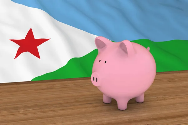 Джибутійський Фінанси концепції - скарбничку перед Djiboutian прапор 3d ілюстрація — стокове фото