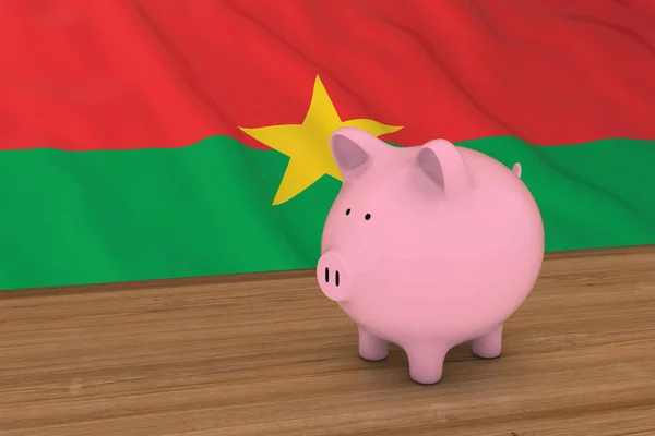 Burkina Faso Finance Concept - Piggybank delante de Burkinabe Flag 3D Illustration —  Fotos de Stock