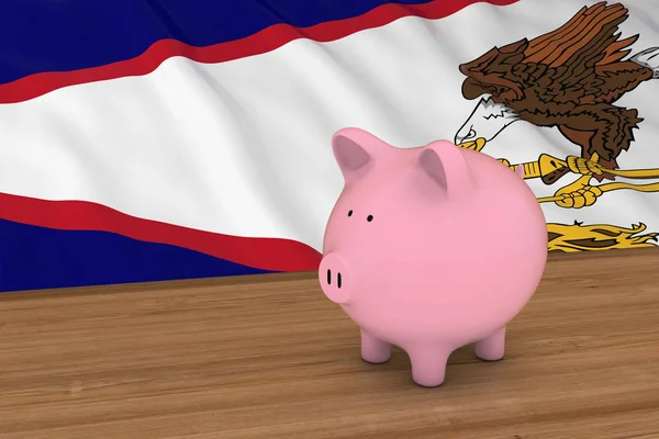 Американське Самоа Фінанси концепції - скарбничку перед американським прапором самоанська 3d ілюстрація — стокове фото