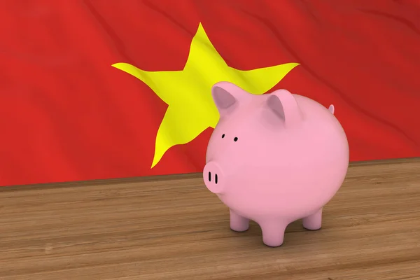 В'єтнам Фінанси концепції - скарбничку перед в'єтнамських прапор 3d ілюстрація — стокове фото