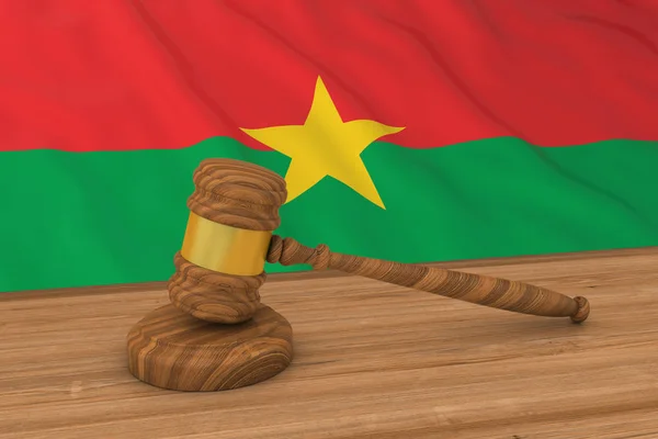 Conceito de Lei de Burkinabe - Bandeira de Burkina Faso por trás da ilustração 3D do martelo do juiz — Fotografia de Stock