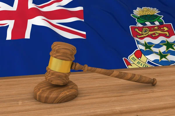 Caymanian jogi fogalom - bíró mögött a Kajmán-szigetek zászlaja marok 3D-s illusztráció — Stock Fotó