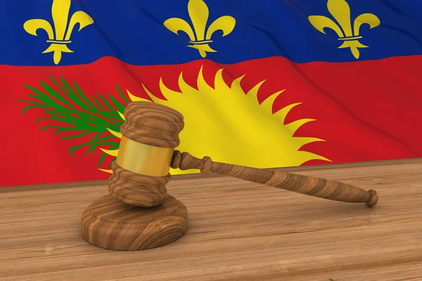 Vlag van Guadeloupe achter rechter hamer 3d illustratie — Stockfoto