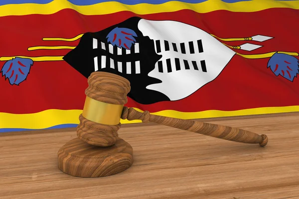 Swazi zákon koncept - vlajka Svazijsko za soudcova kladívka 3d obrázek — Stock fotografie