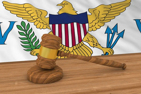 US Virgin Islands Bandiera dietro Gavel 3D Illustrazione del giudice — Foto Stock
