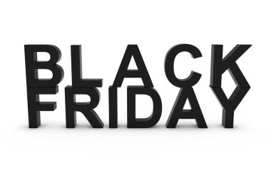 Siyah üzerine beyaz izole Cuma metin arka plan 3d çizim