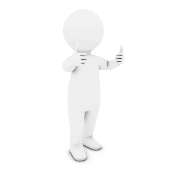 Białe 3d charakter człowieka z dwa kciuki do góry ilustracja 3d — Zdjęcie stockowe